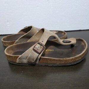 Birkenstock Gizeh Beige Leather Footbed Sandals 38/7